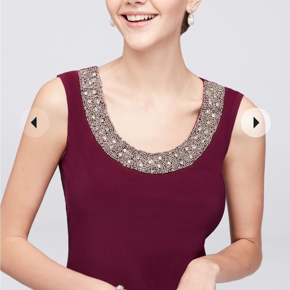 R & M Richards NWT 2PC Plum Party Sheath Dress with Sheer Jacket, Size 4 - Picture 4 of 17